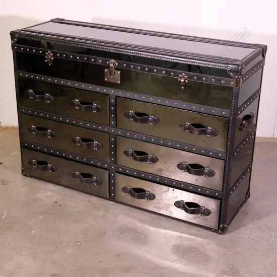 A contemporary designer (Tiquila Kola) black mirrored large chest