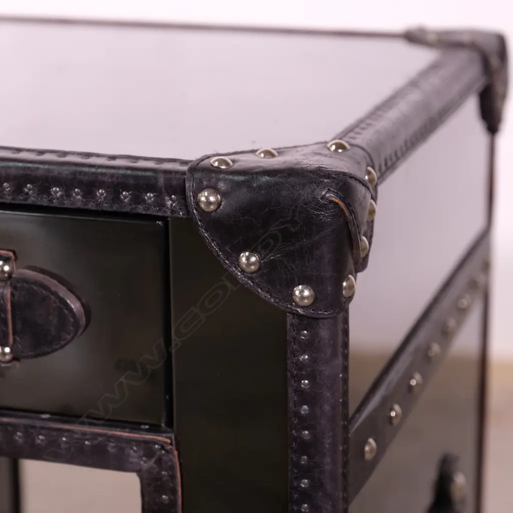 A pair of contemporary designer (Tiquila Kola) black mirrored bedside cabinets Image 1++