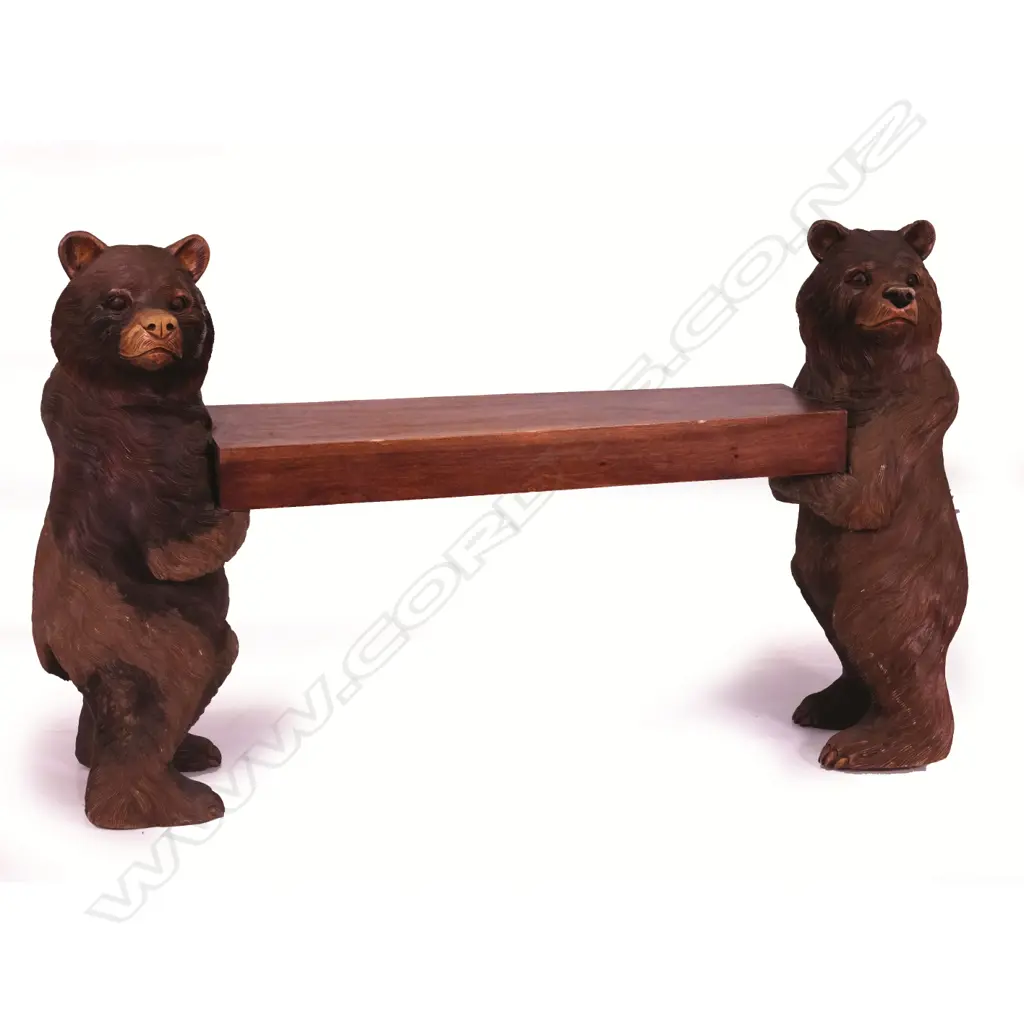 A German Black Forest carved bear bench Image 1++