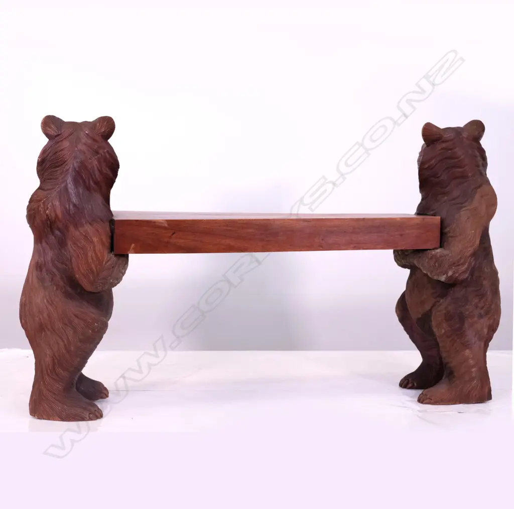 A German Black Forest carved bear bench Image 1++