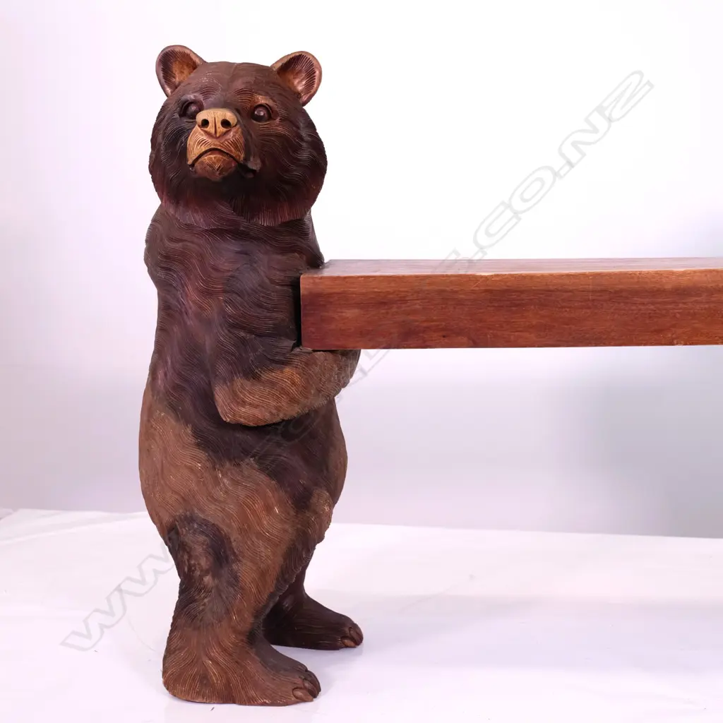 A German Black Forest carved bear bench Image 1++