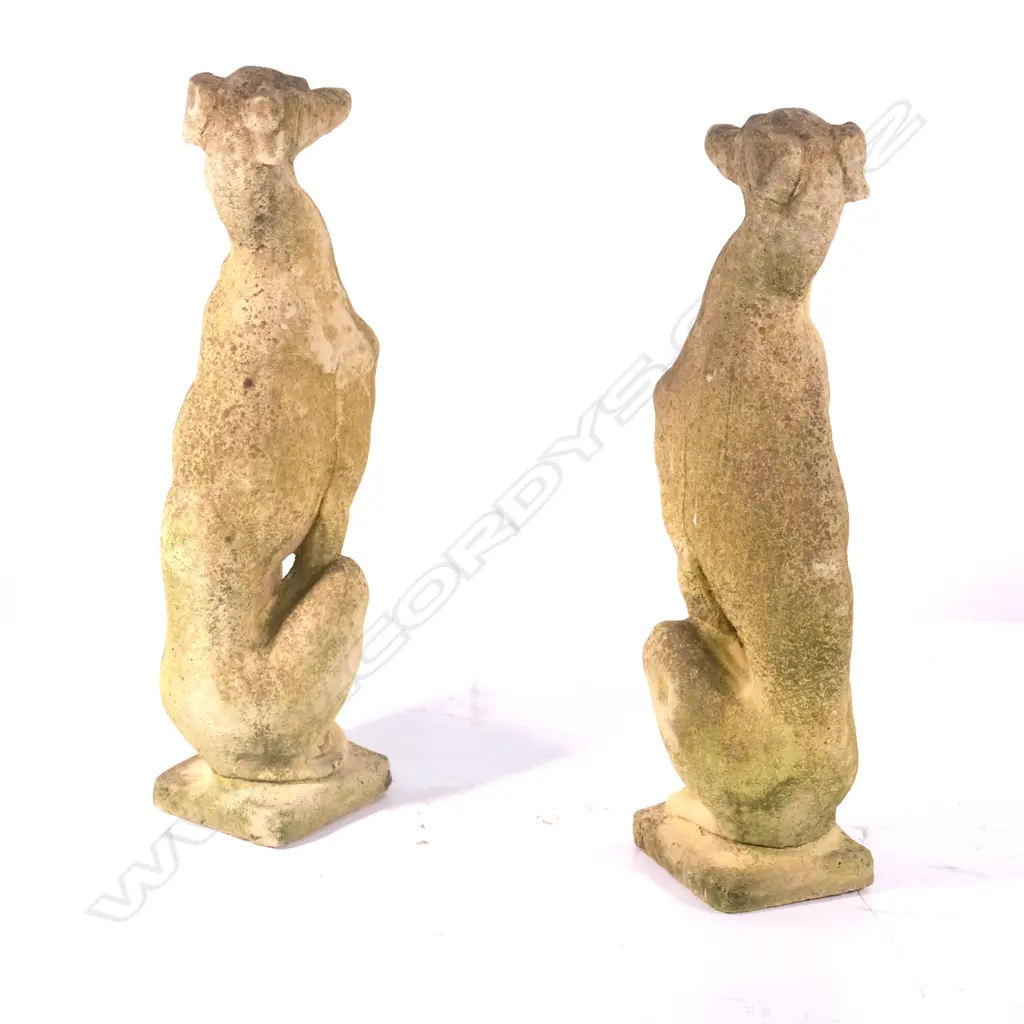 A pair of classical Church Stone greyhound outdoor sculptures Image 1++