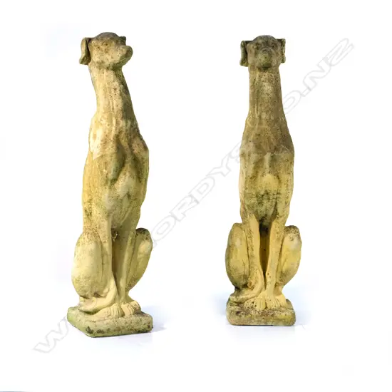 A pair of classical Church Stone greyhound outdoor sculptures