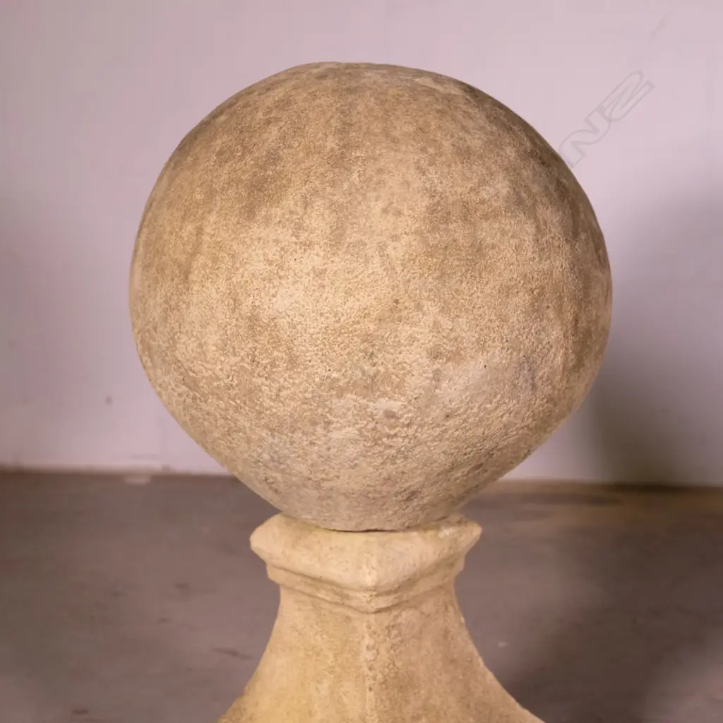 A pair of classical Church Stone gateway ball piers Image 1++