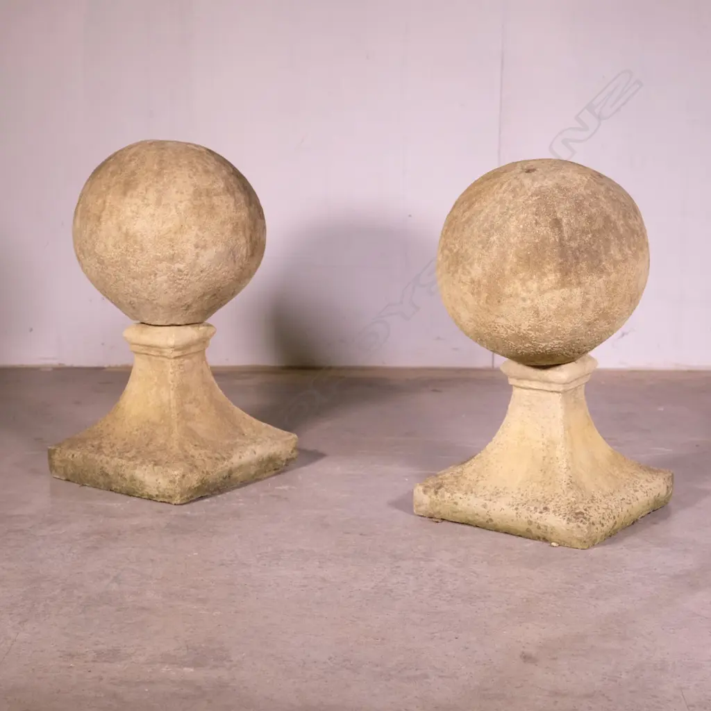 A pair of classical Church Stone gateway ball piers Image 1++