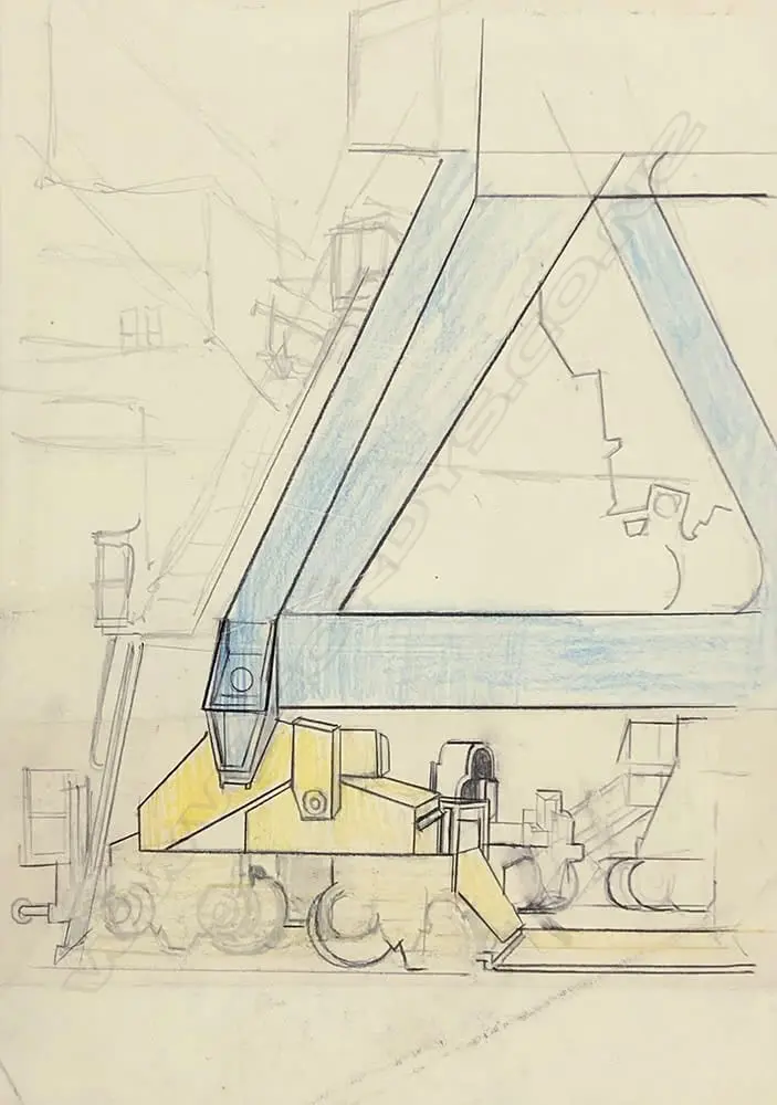 Dame Louise Henderson (1902-94) Wharf Crane Image 1++