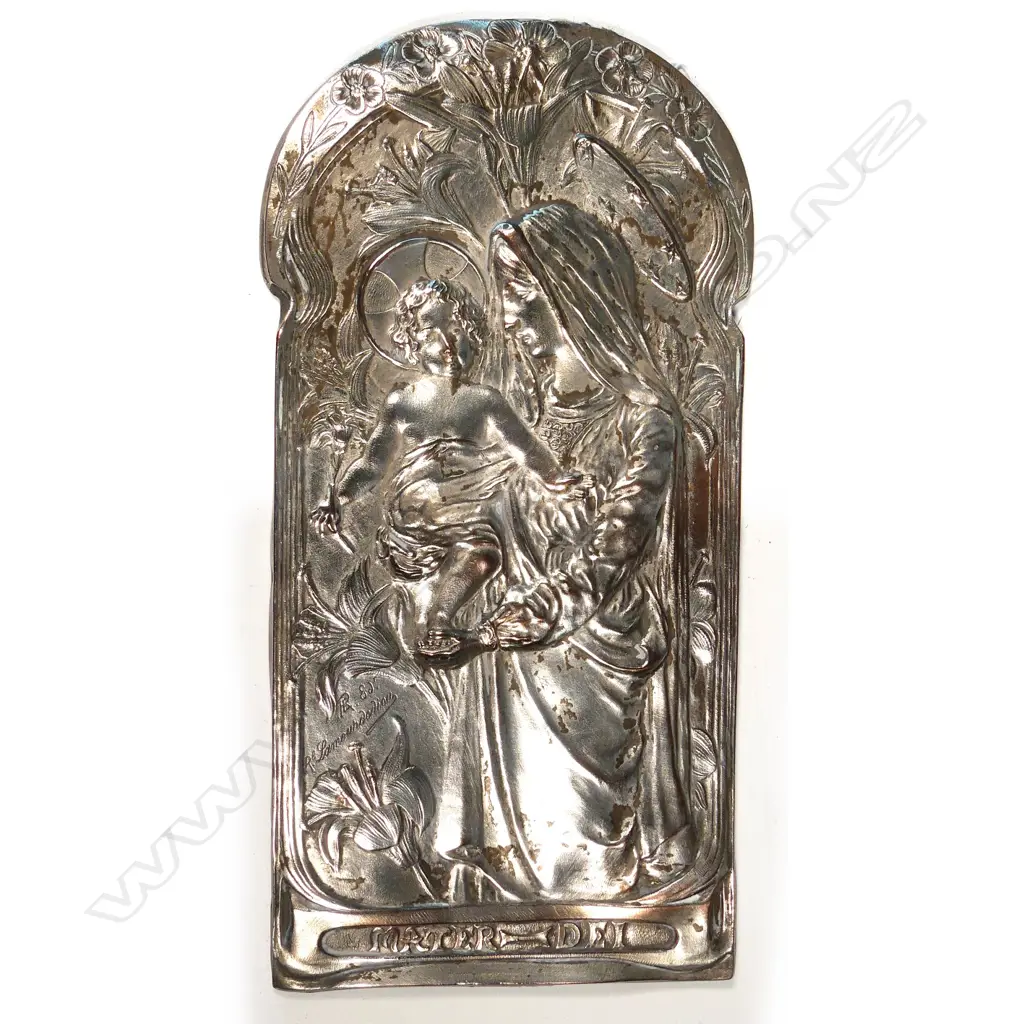 A French Art Nouveau relief plaque Mater Dei Image 1++