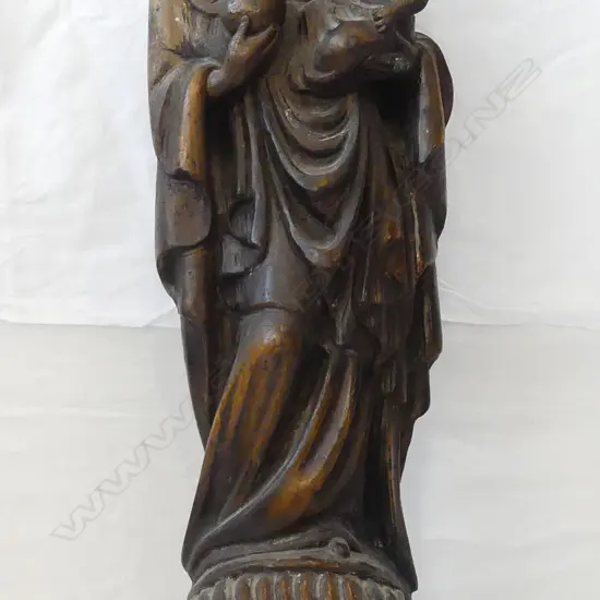 A 19thC European fruit wood carved Madonna and Child