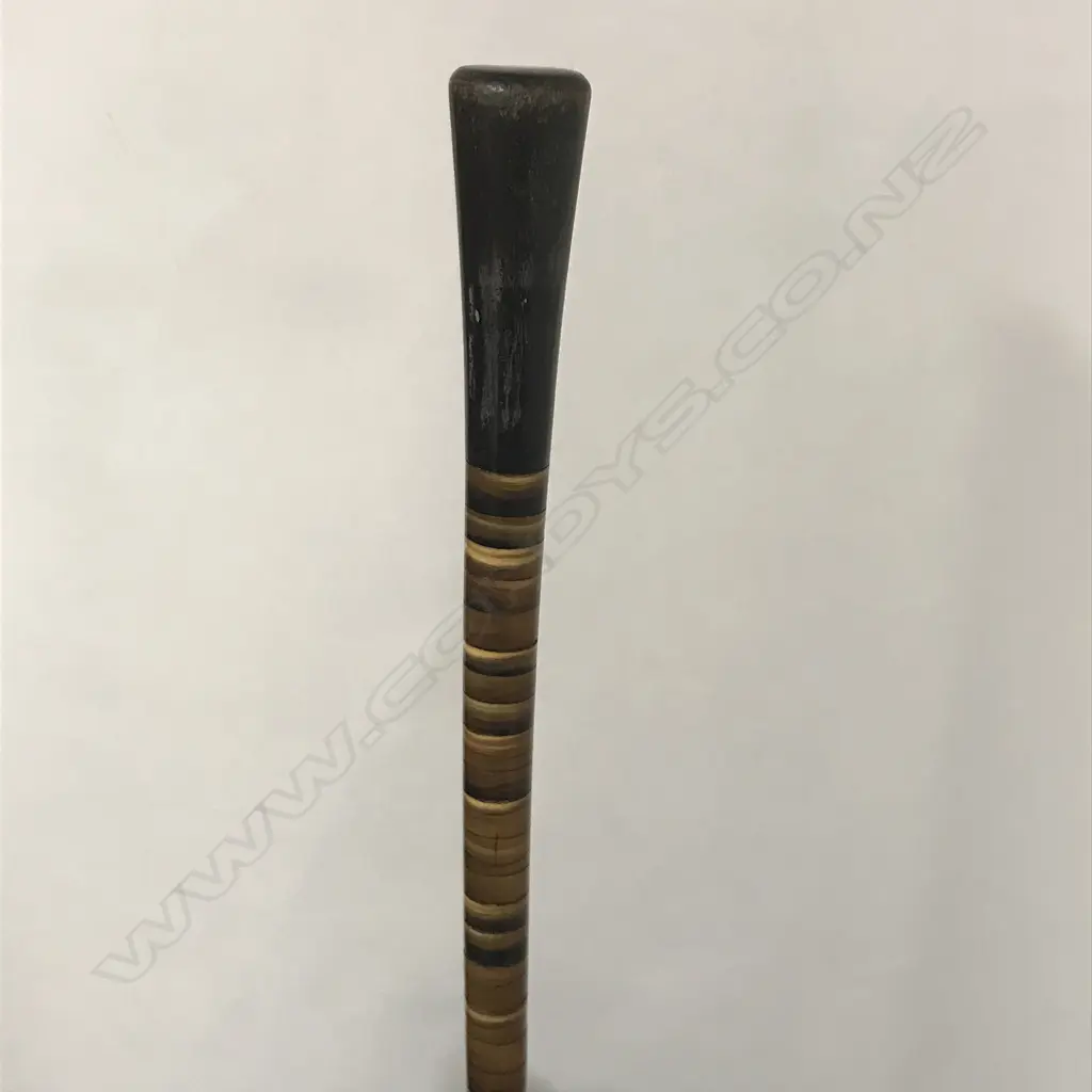 A slender walking cane of variously toned horn tapering discs Image 1++