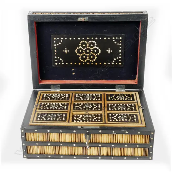 A large Ceylonese porcupine quill and ebony box