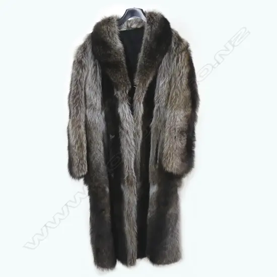 A full length racoon fur coat