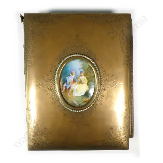 A 19thC photograph album with Sevres style porcelain panel to the cover