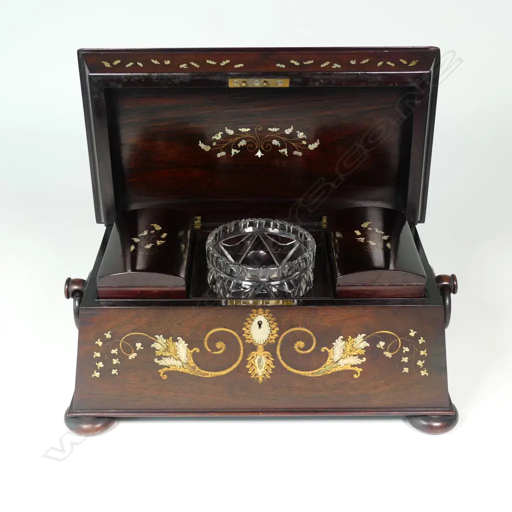 An exceptional Regency rosewood sarcophagus tea caddy Image 1++