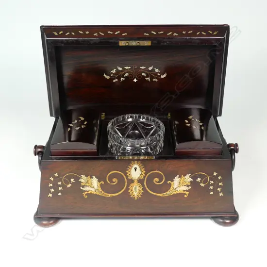An exceptional Regency rosewood sarcophagus tea caddy