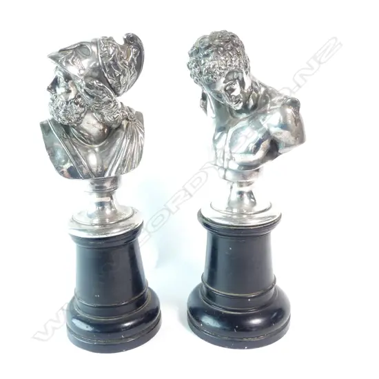 A pair of WMF silver plate classical Grecian busts