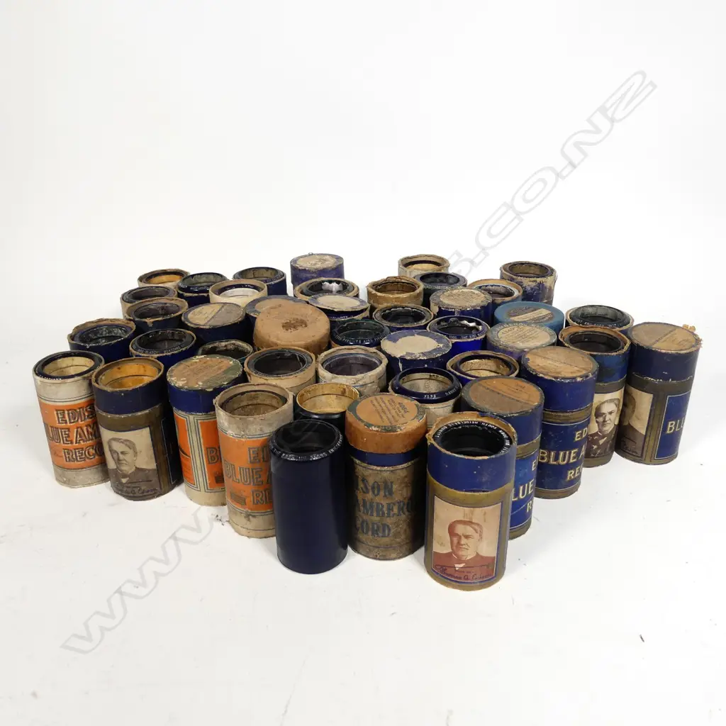 Approximately 44 Edison blue wax phonograph cylinders Image 1++