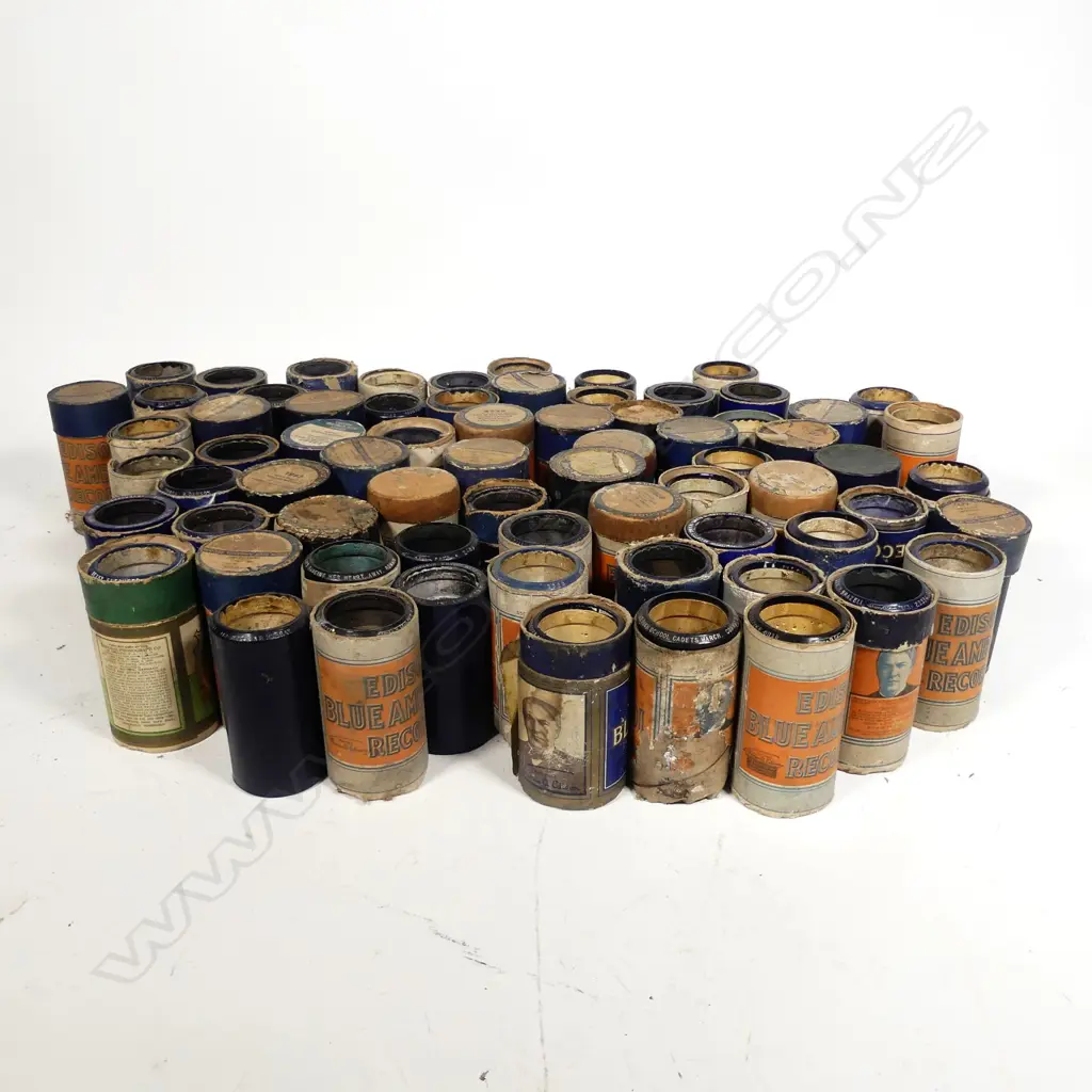 Approximately 70 Edison phonograph blue wax cylinders Image 1++