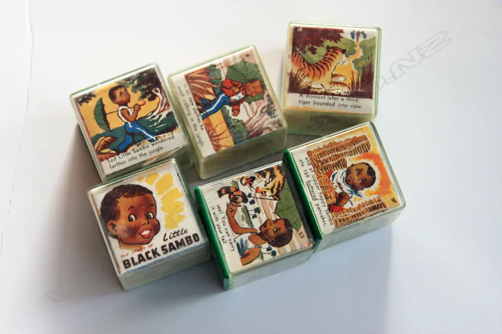 Uncommon six piece early plastic illustrated block set Image 1++