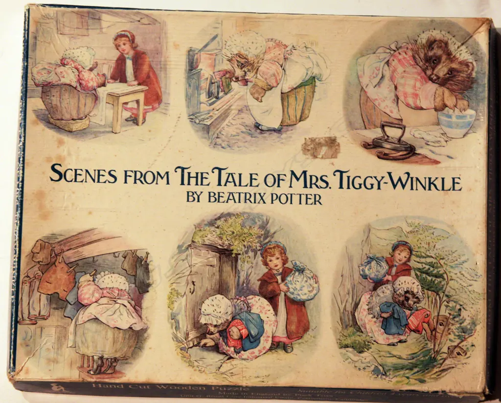 ‘Beatrix Potter’ illustrated hand cut boxed wooden jigsaw by Frederick Warne & Co Image 1++