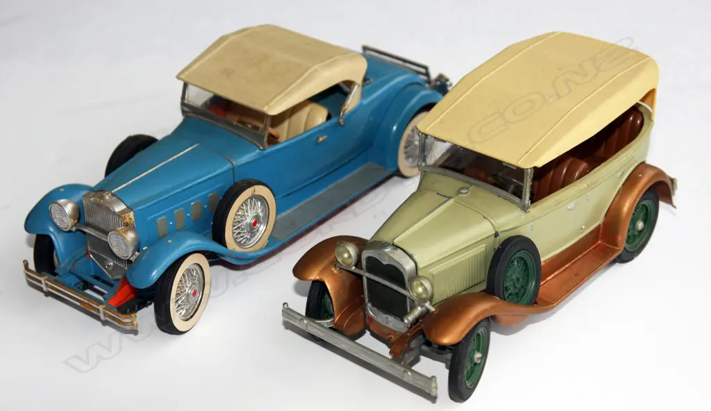Model A Ford and Packard Convertible. 2 Diecast and plastic kitset assembled models by Hubley Toys USA Image 1++