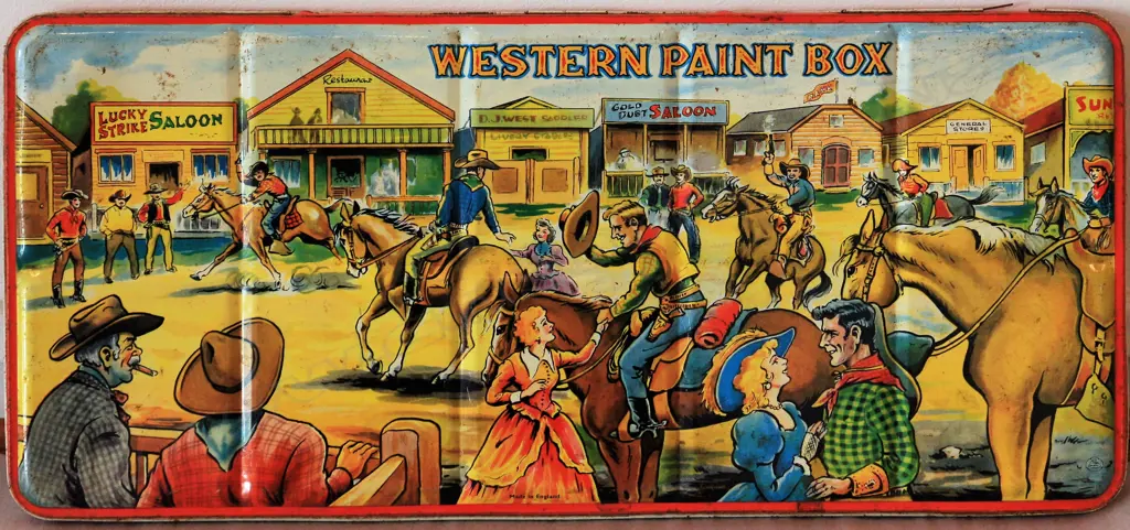 ‘Western’ Tin Plate paint box Image 1++