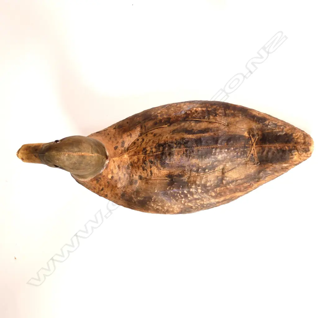 A c1920 fine weave oil skin duck decoy Image 1++