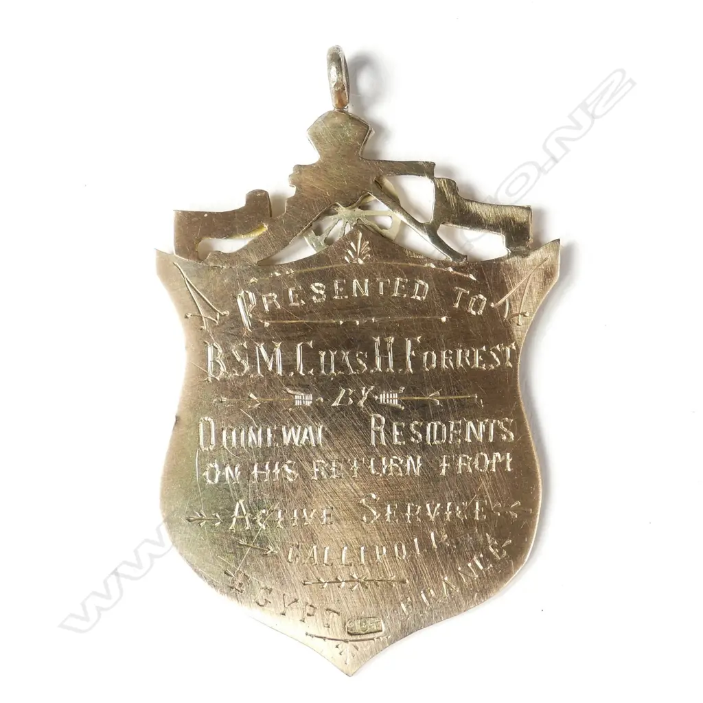 A N.Z. WWI 9ct gold tribute medal Image 1++