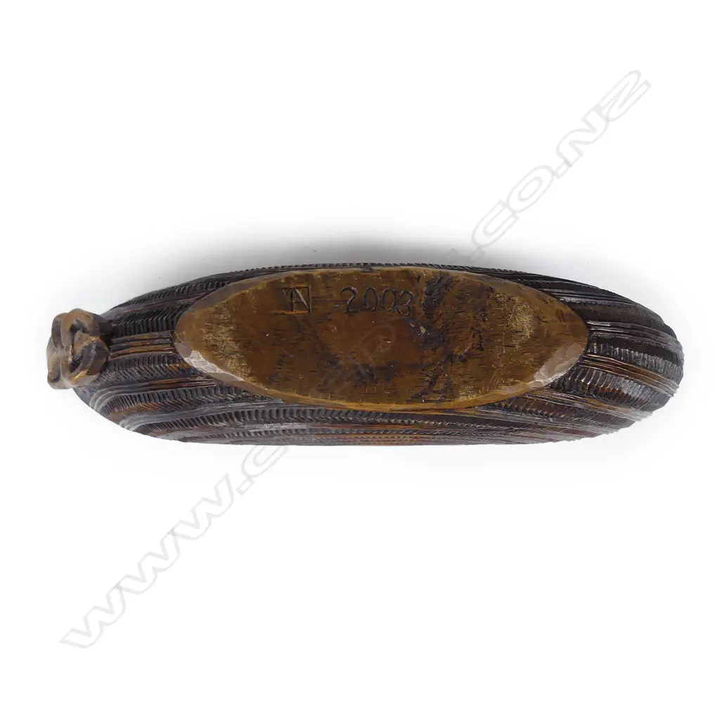 Ian McMillan Maori carved totara ‘whale rider’ wakahuia Image 1++