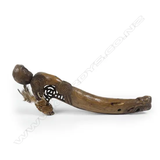 Ian McMillan carved adze haft (tokipoutangata)