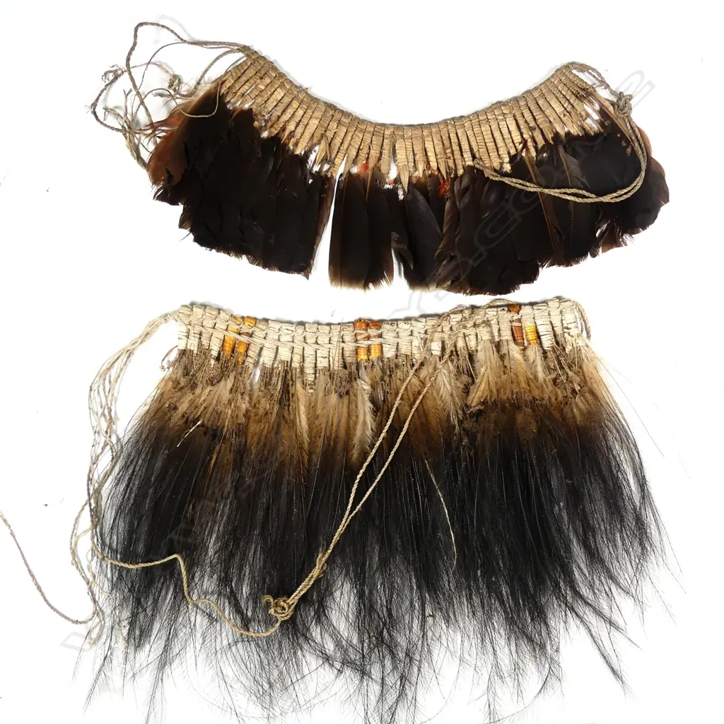 Two old Papua New Guinean tribal feather headdresses Image 1++