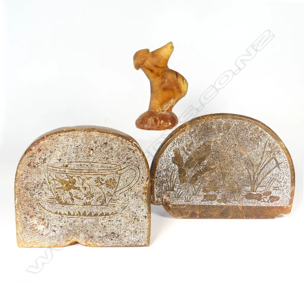 Three colonial kauri gum pieces Image 1++