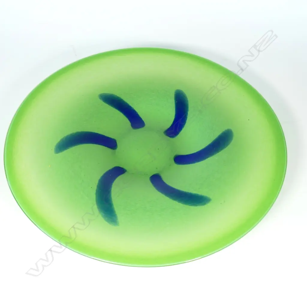 A heavy studio glass shallow bowl Image 1++