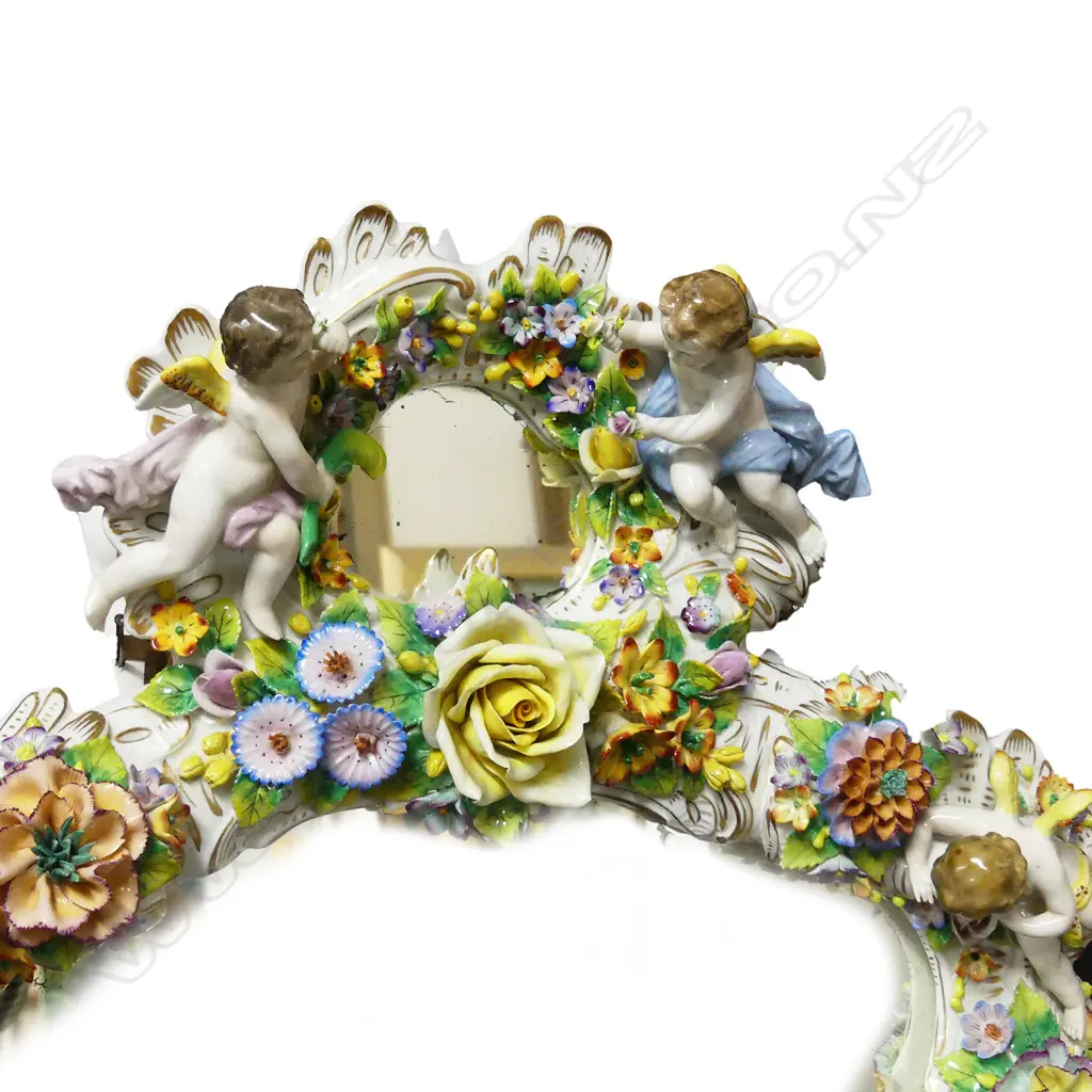 An impressive large Dresden girandole mirror of overall rectangular form Image 1++