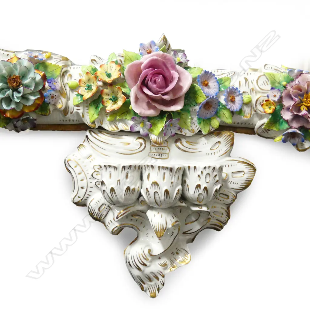 An impressive large Dresden girandole mirror of overall rectangular form Image 1++