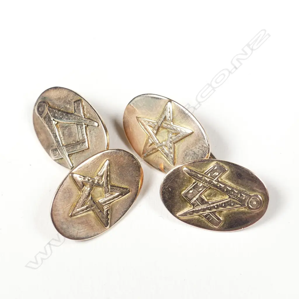 A pair of Australian 9ct rose gold Masonic cuff links Image 1++