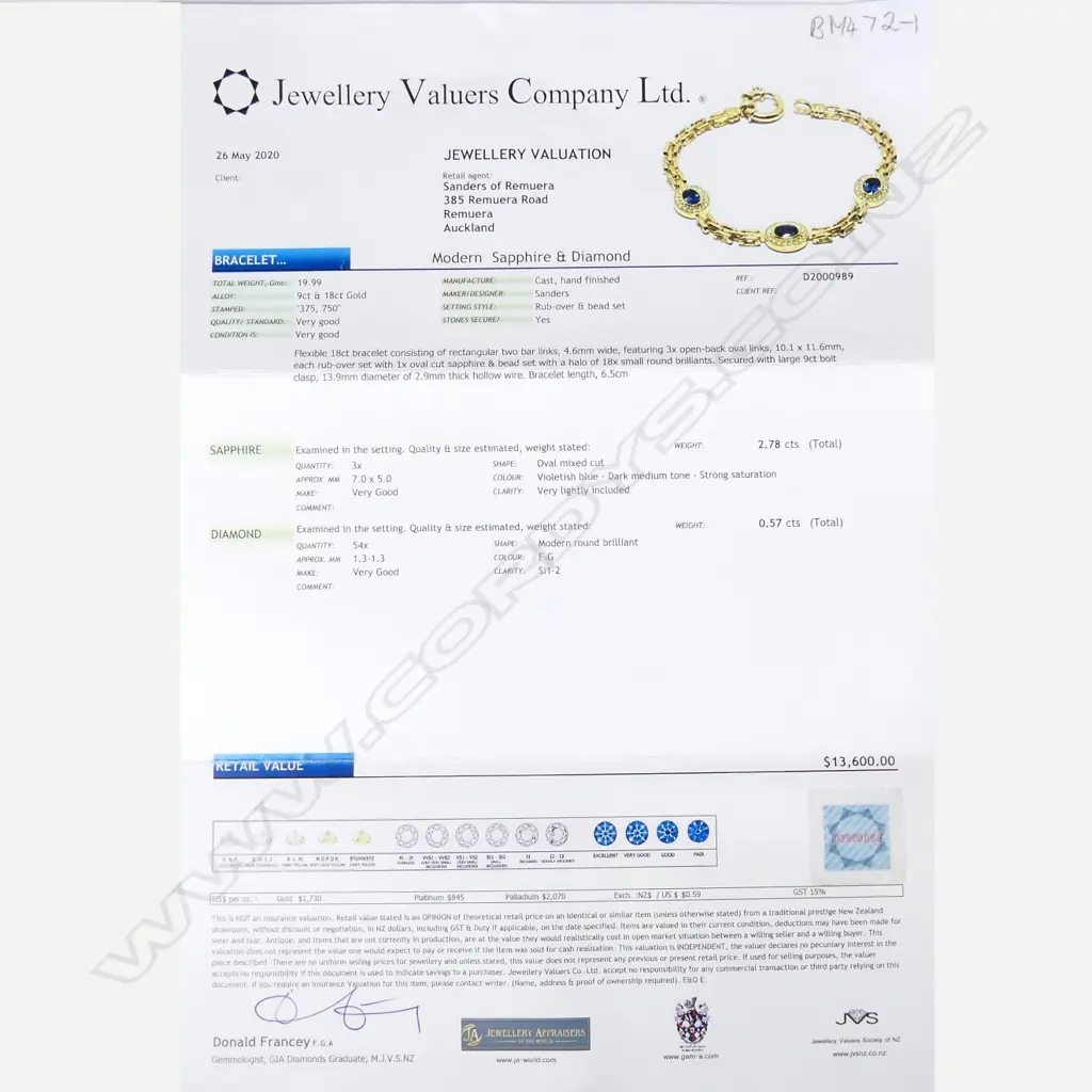 An 18ct gold sapphire and diamond bracelet Image 1++