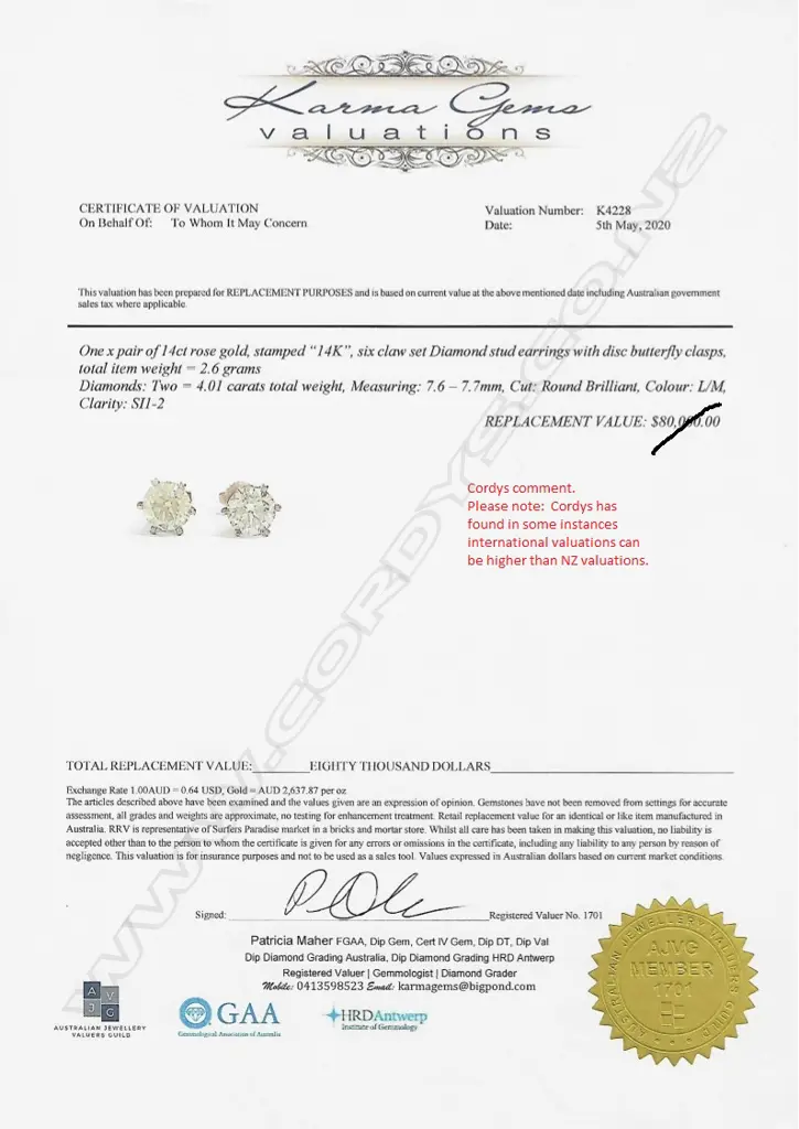 A pair of 14ct rose gold and 4.00ct diamond stud earrings Image 1++