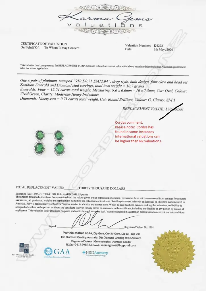 A pair of platinum emerald and diamond drop earrings Image 1++