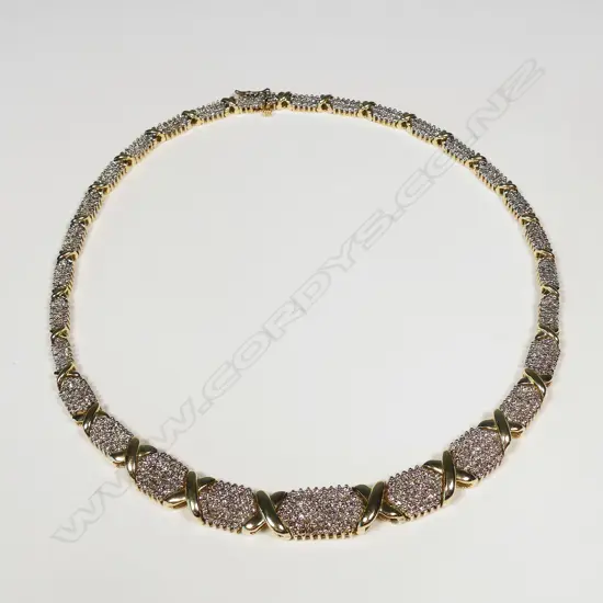 A 14ct gold necklace set with 683 diamonds