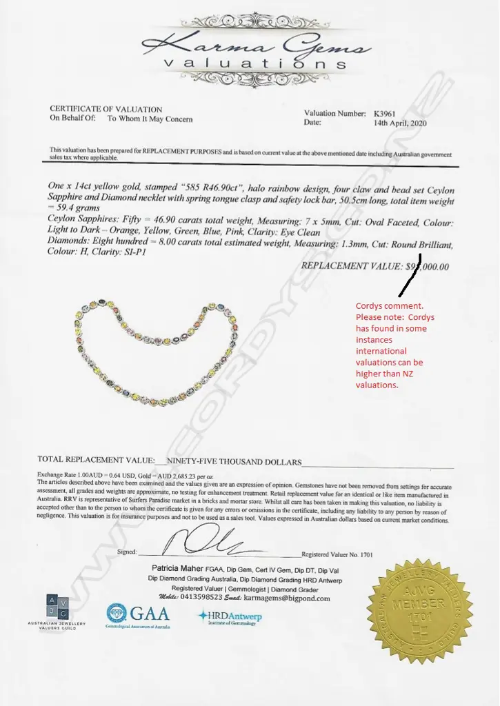 A 14ct gold sapphire and diamond necklace Image 1++