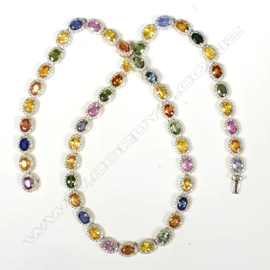 A 14ct gold sapphire and diamond necklace