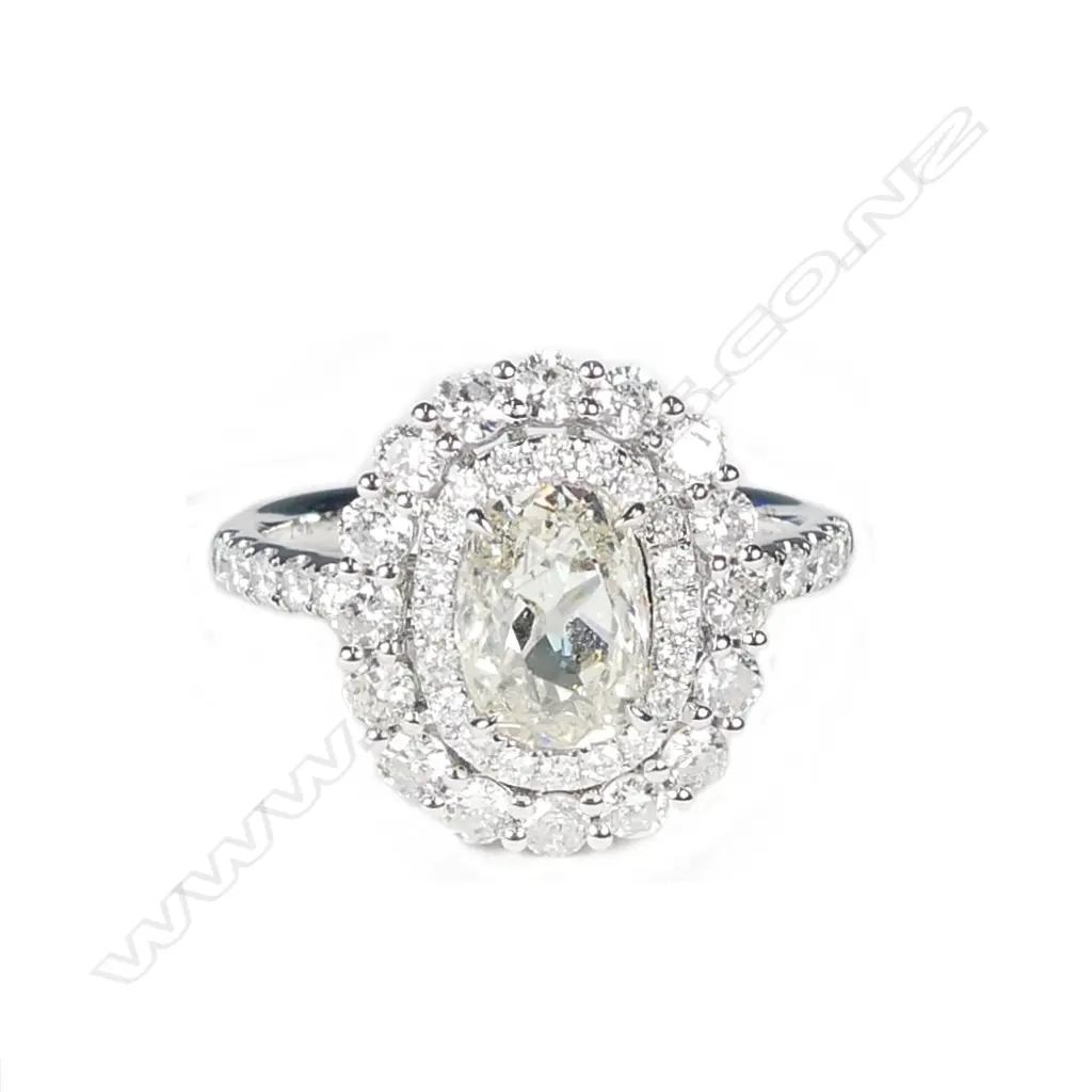 A 14ct white gold and diamond double halo ring Image 1++