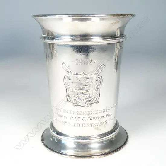 An Edwardian silver trophy beaker vase