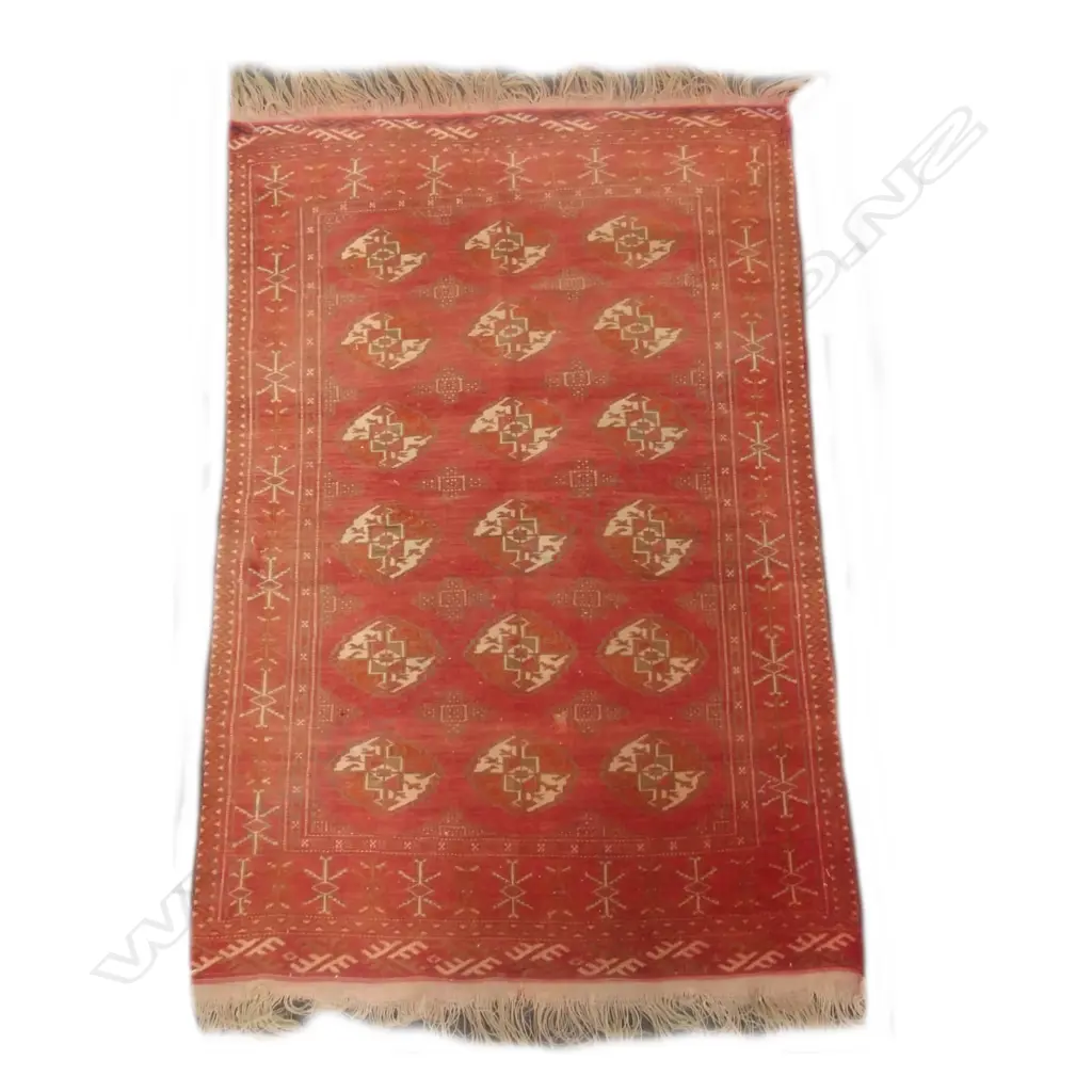 A semi antique hand knotted Turkoman rug Image 1++