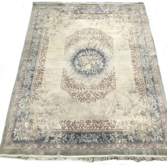 A quality large Chinese hand knotted silk pile carpet