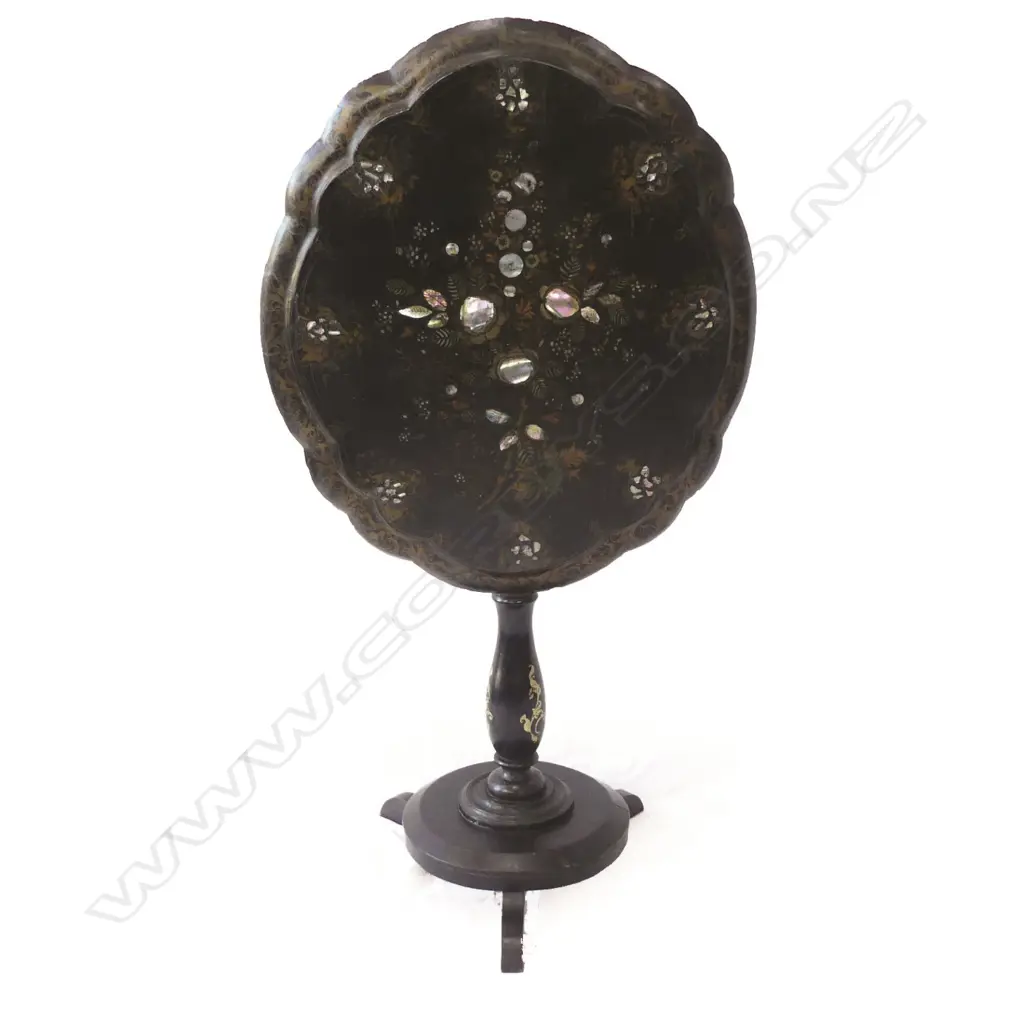A Victorian papier-mâché tilt top table Image 1++