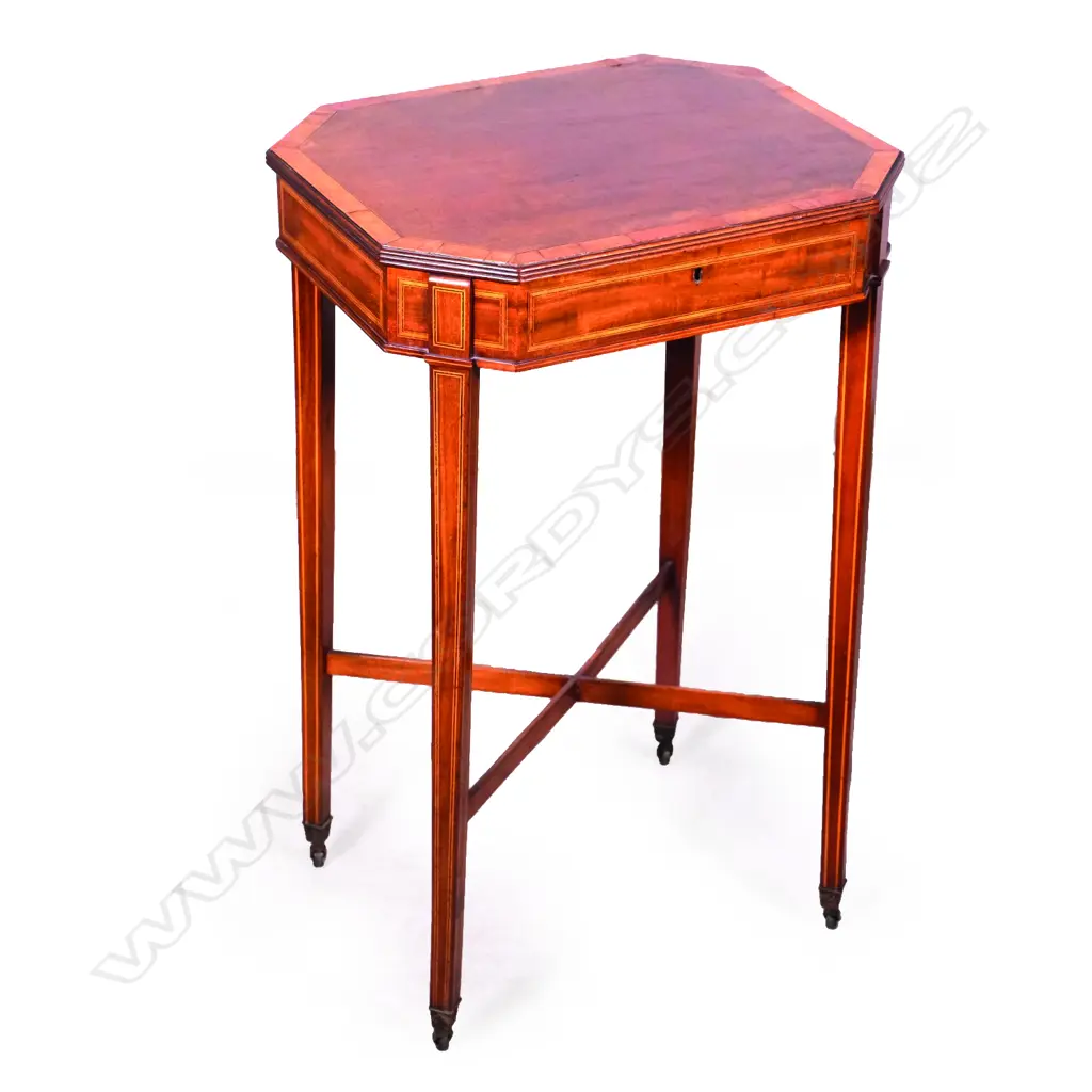 A 19thC mahogany sewing table Image 1++