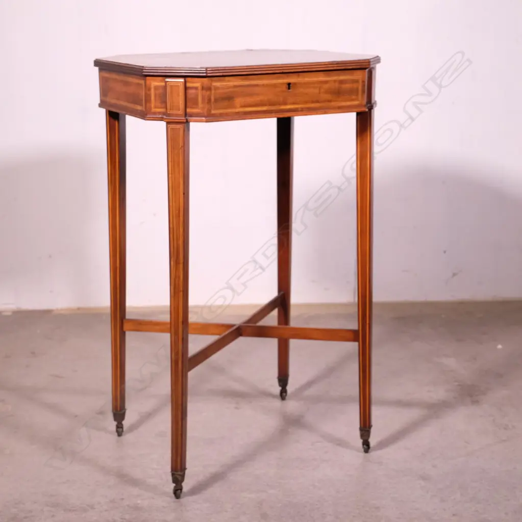 A 19thC mahogany sewing table Image 1++