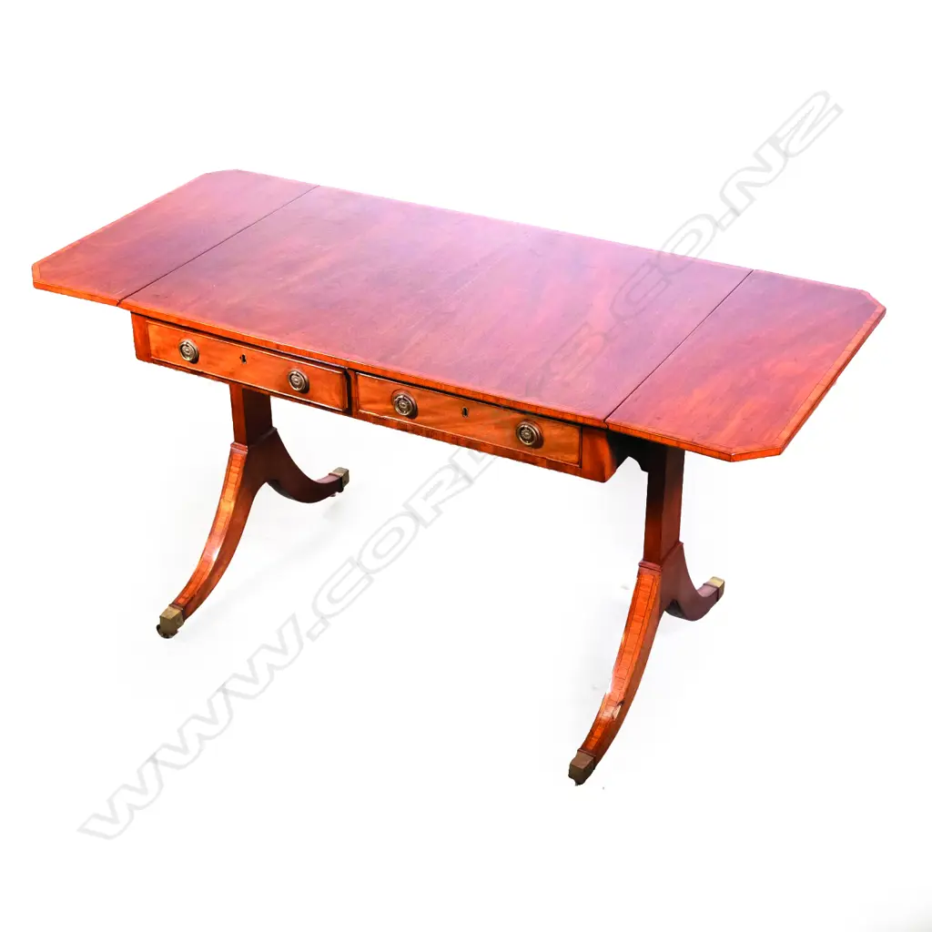 A Sheraton revival mahogany sofa table Image 1++
