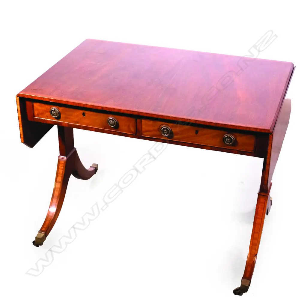 A Sheraton revival mahogany sofa table Image 1++